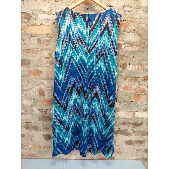 RN Studio Womens Dress Plus Size 18W Blue Chevron Print Sleeveless - Picture 4 of 4